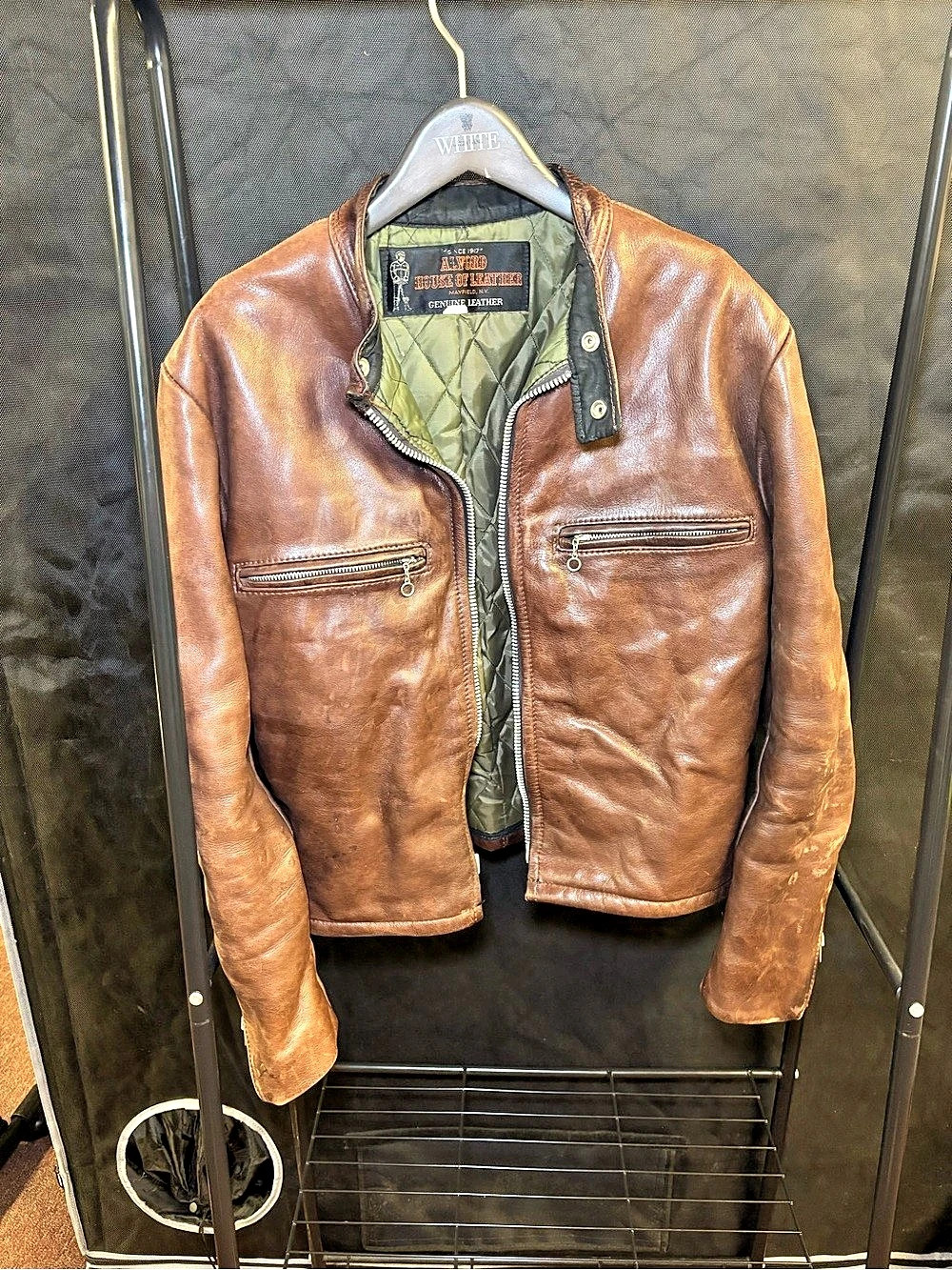 Alvord Leather Jacket Leather Motorcycle Jacket in Brown Size 40